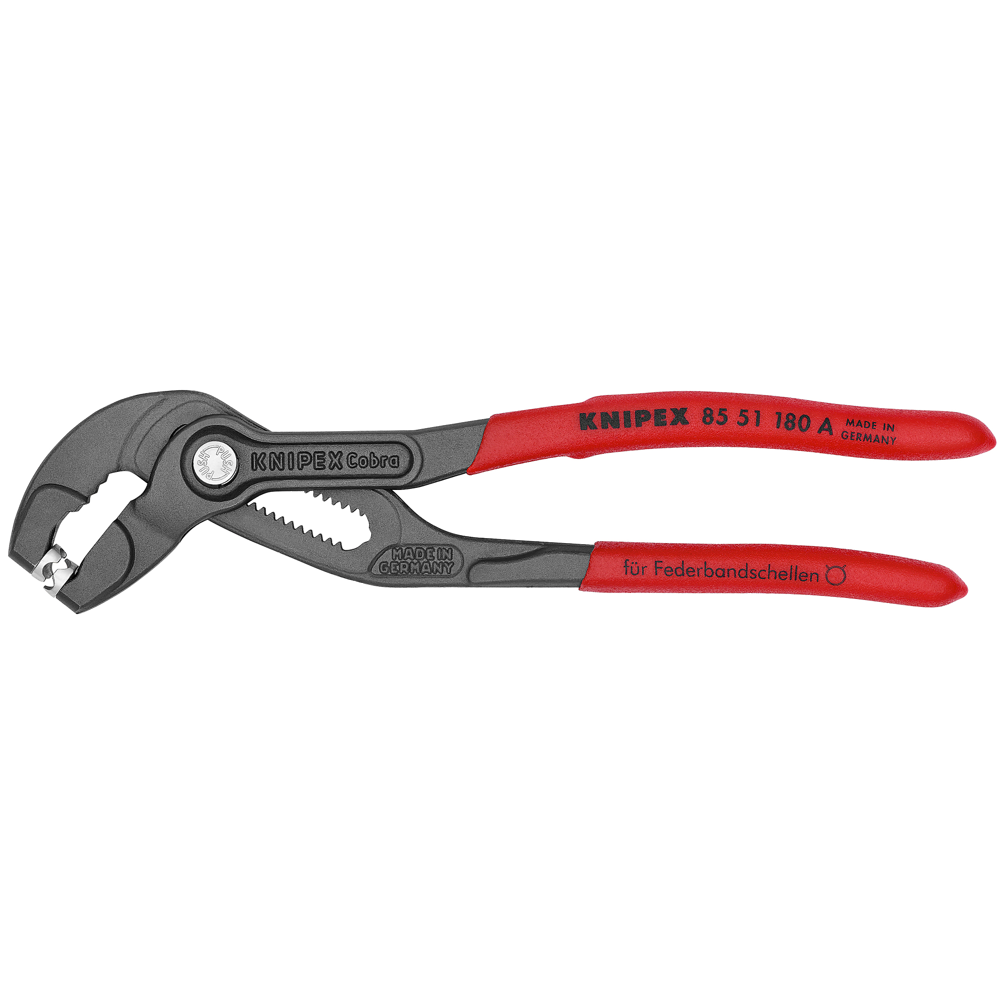 KNIPEX Spring Hose Clamp Pliers - 7.25in., Steel, 2in. Jaw Capacity, Rotatable Tips, Model# 85 51 180 A